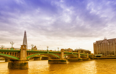 Fototapeta premium Southwark Bridge and new skyline in London.