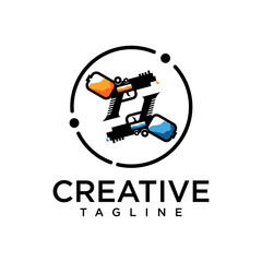 Abstract logo, with gun and paint concept design
