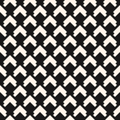 Vector geometric seamless pattern. Abstract monochrome texture with square shapes, arrows, diamond grid. Stylish modern black and white geometrical background. Simple repeated design for print, wrap