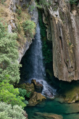 Beautiful waterfall between mountains. Cazorla, Andalusia, Spain