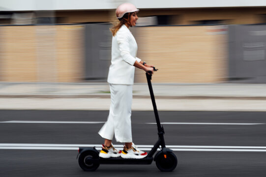electric scooter around the city.