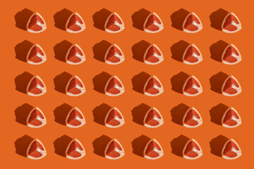 pattern of grapefruit cut into a third