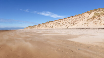 Fototapeta na wymiar Sand dunes of Hatainville in Normandy. Barneville-Carteret coast