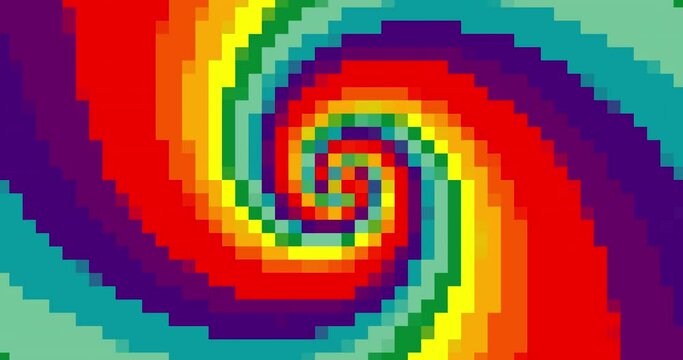 Colorful spectrum background, rainbow abstract. Pixel art 8 bit. Retro animation loop