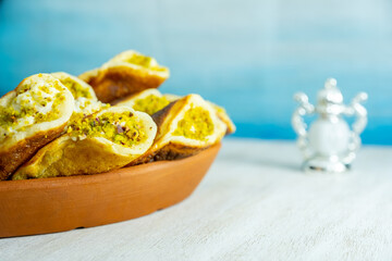 Ramadan sweets qatayef with white background