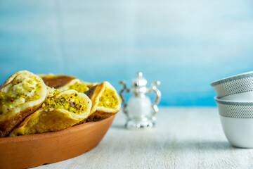 Ramadan sweets qatayef with white background