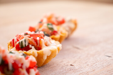 Valentine cupcakes with red colors and brown background