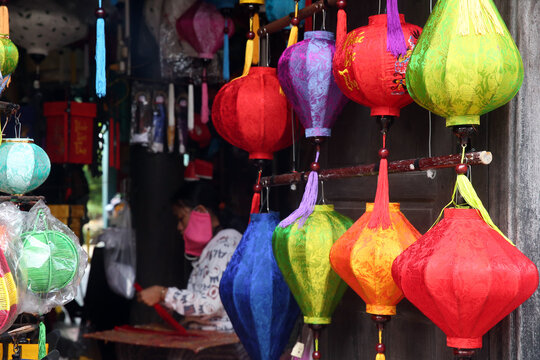 Traditional chinese colorful lanterns for sale.  Hoi An. Vietnam.  11.08.2017