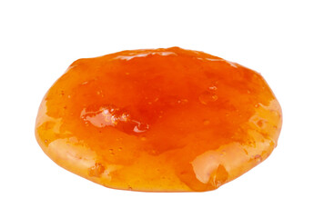 Sweet tasty apricot jam isolated on white background
