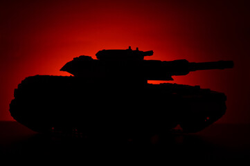 Military Tank At Sunset