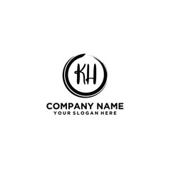 Letter KH Beautiful handwriting logo