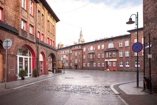 Nikiszowiec, historic district of Silesia. Main square, Katowice, Poland