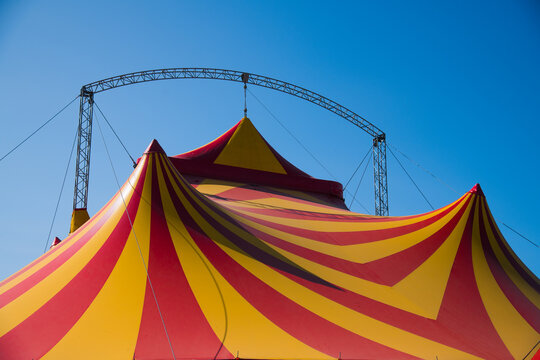 Circus tent against the blue sky