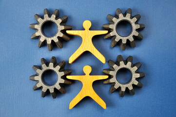 Metal cogs cogwheels. Set of gears