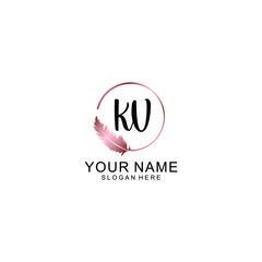 Letter KV Beautiful handwriting logo