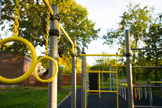 Sports ground with exercise equipment