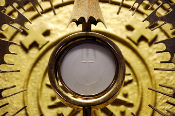 Church of the Sacred Heart of Jesus ( Nha Tho Tan Dinh ).   Monstrance. Adoration of the Blessed Sacrament.  Ho Chi Minh city. Vietnam.  25.02.2017