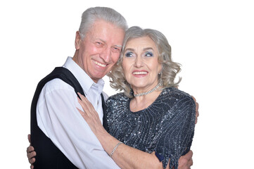 Portrait of happy senior couple hugging