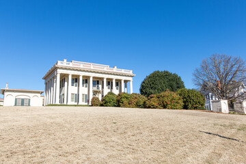 Obraz premium MACON, GEORGIA, UNITED STATES, February 19, 2021, Cowles-Bond house was built in 1836. Occupied by the Union Major General James Harrison Wilson. It has been Since owned by many others.