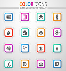 Veterinary clinic icons set