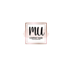 Letter MU Beautiful handwriting logo
