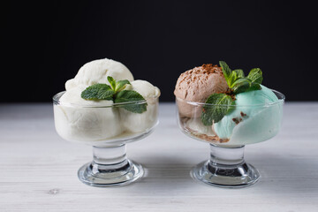 Ice-cream. Refreshing dessert for summertime. Tasty homemade food, natural sweets