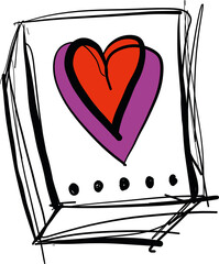 sketch of Romantic shape heart symbol. Love sign graphics. Hand drawning element. Sketch doodle hearts