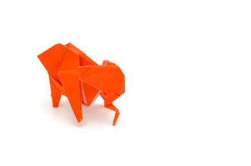 elephant origami paper on white