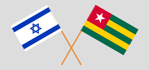 Crossed flags of Israel and Togo. Official colors. Correct proportion