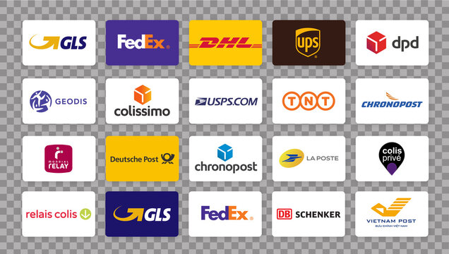 transport companies and Post offices: USPS, UPS, Fedex, DPD, DHL, TNT, Deutsche, Vietnam, chronopost