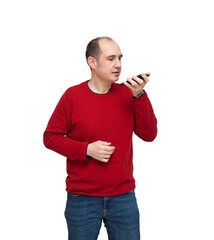 A boy talking with his smartphone