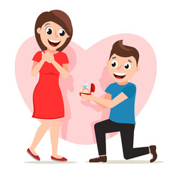 The guy makes a marriage proposal to the girl. Characters