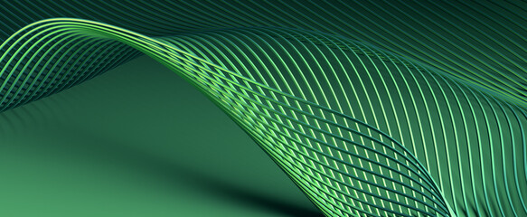 Abstract 3d render, green background design, modern illustration