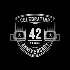 Fototapeta premium 42 years anniversary celebration shield design template. Vector and illustration.