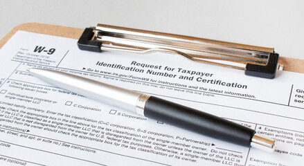 W-9 tax form as a business concept with requesting for TIN