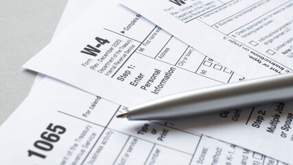 Naklejka na ściany i meble W-9 tax form as a business concept with requesting for TIN