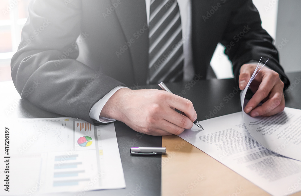 Canvas Prints Business man signing contract, making a deal.