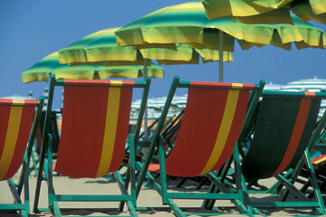 ITALY EMILIA ROMAGNA RIMINI BEACH PARASOL