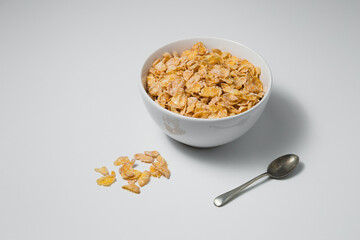 full healthy bowl of cereal on a isolated white background