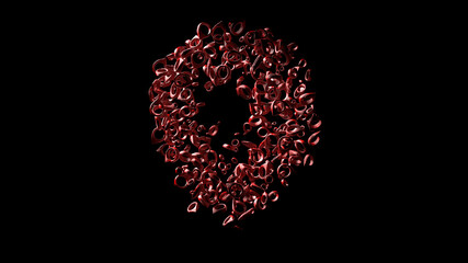 Red and black map geotags flying in space. The concept of tourism. Travel application. 3d rendering