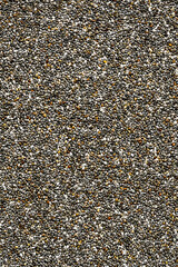 chia seeds background, close up view from above