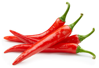 Peppers chili full macro shoot food ingredient on white isolated