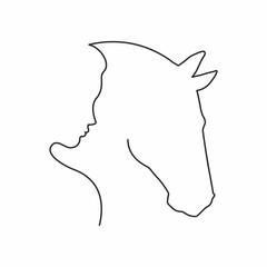 Silhouette of a girl and a horse