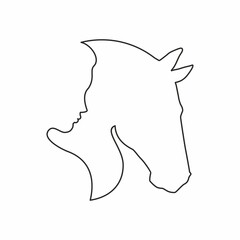Profile of a girl and a horse