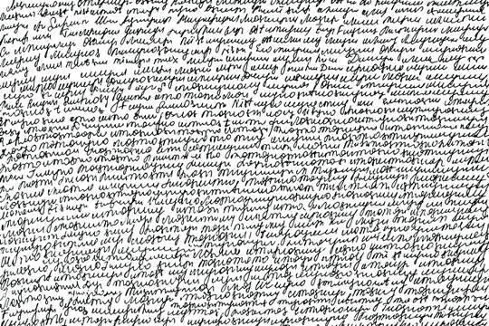 Grunge texture of handwritten unreadable text. Illegible, sloppy handwriting. Vector illustration. Overlay Template.