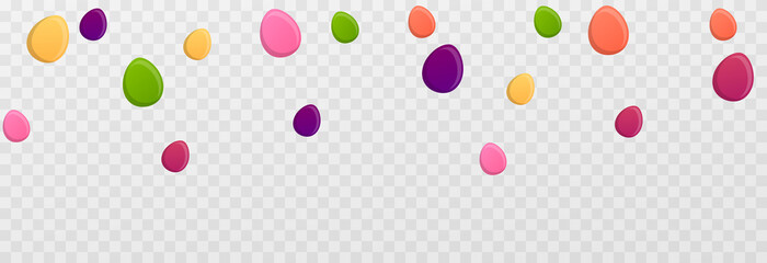 Vector image for the day of Easter. Easter eggs png, eggs are falling from the sky. Multi-colored eggs, holiday.