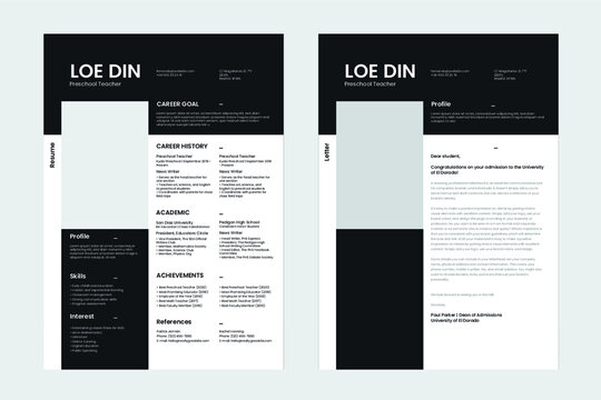 Creative Resume CV Template 1 pages Resume + Cover Letter
