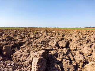 Close-up of a plowed field