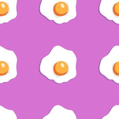 Seamless pattern with the image of scrambled eggs. Bright funny illustration. Design for paper, textiles and decor.