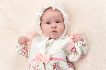 cute little baby girl  on bed